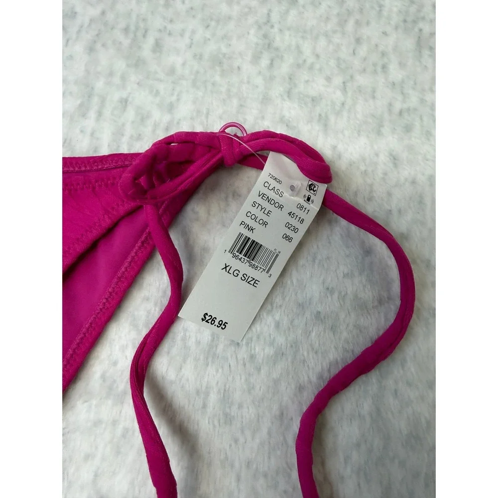 PacSun Swim Eco Hot Pink Zebra Side Tie Bikini Bottoms XL‎ New